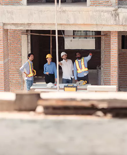 group of engineers work together
